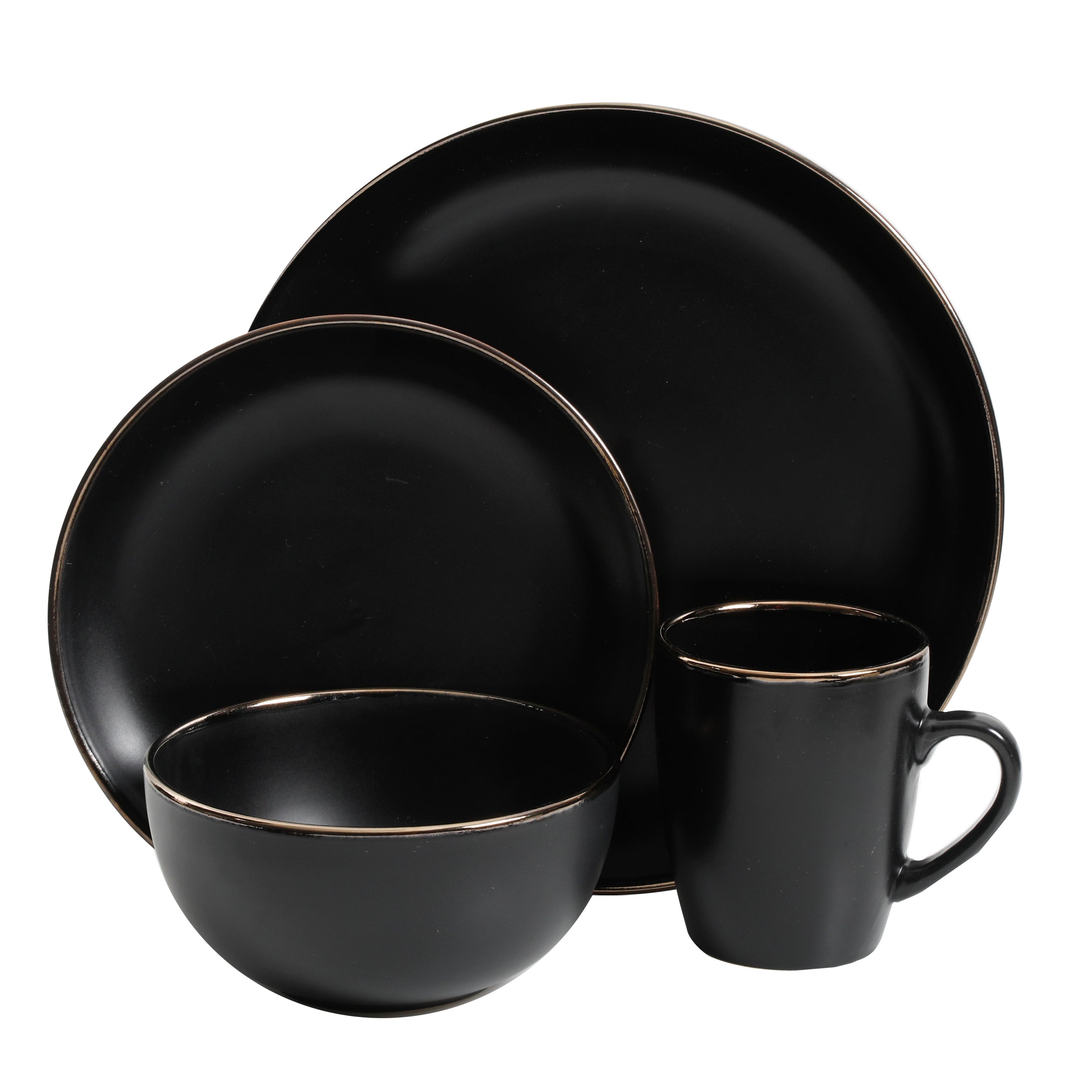 Gibson Home Rockaway Gold 16-Piece Stoneware Dinnerware Set