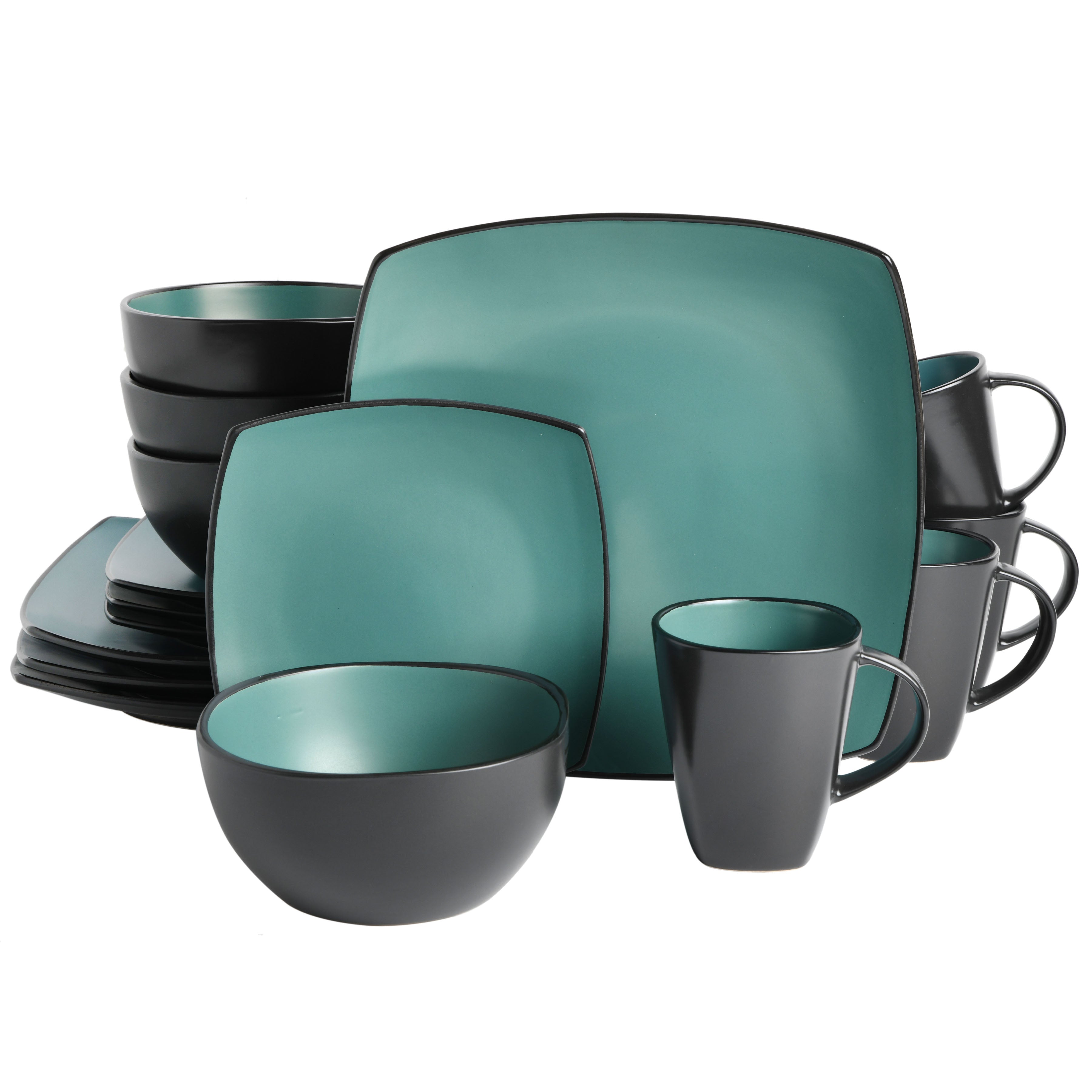 Gibson Soho Lounge Square 16-Piece Stoneware Dinnerware Set