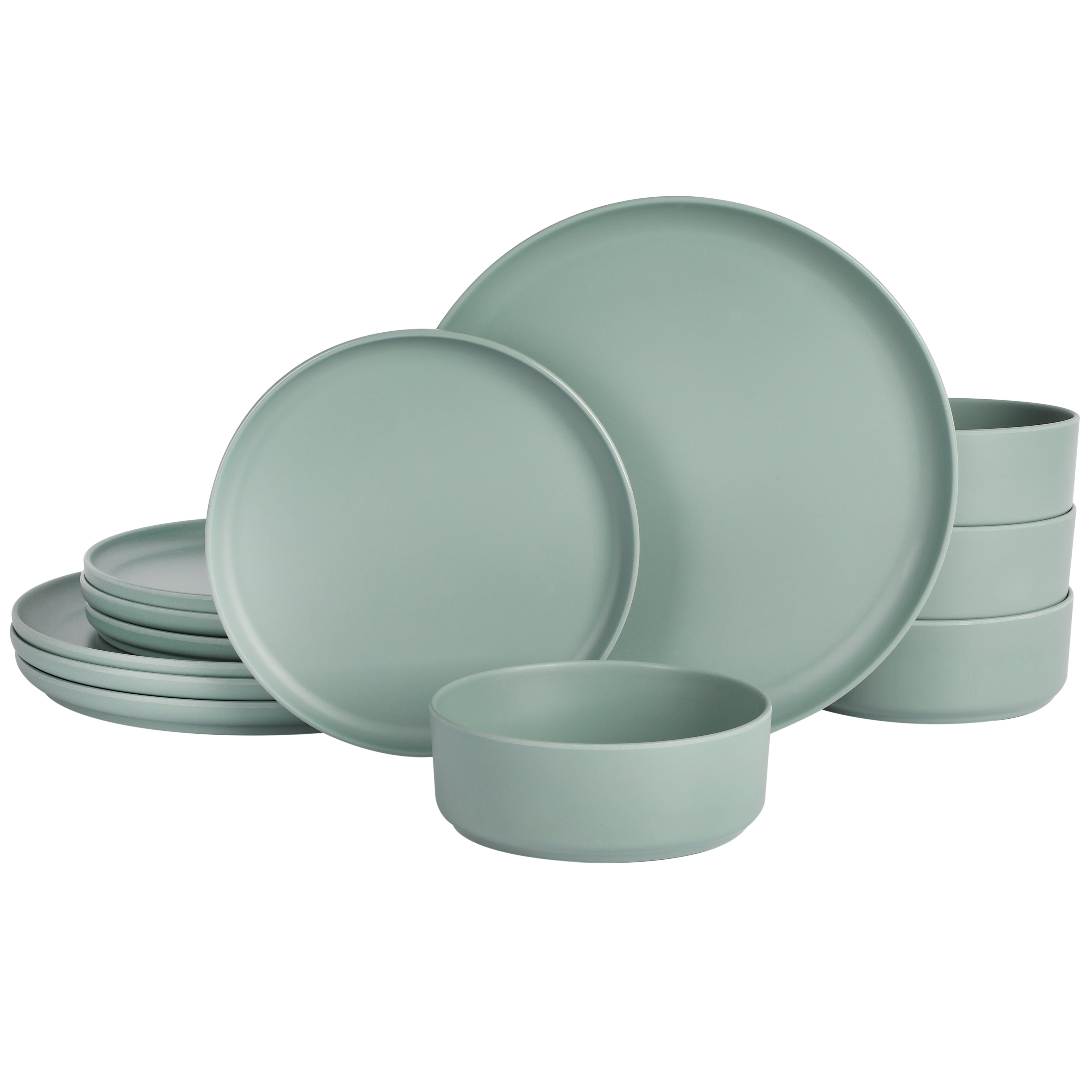 Gibson Home Canyon Crest 12-Piece Stackable Matte Melamine Dinnerware
