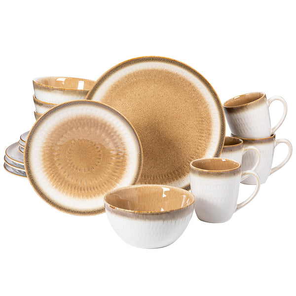 Gibson Elite Moonstruck 16-Piece Reactive Stoneware Dinnerware Set