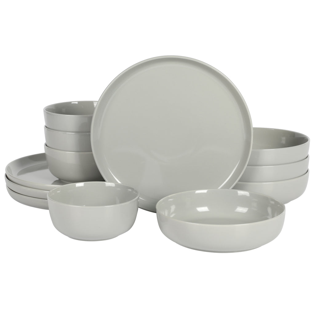 Gibson Home Oslo 12Piece Porcelain Double Bowl Dinnerware Set
