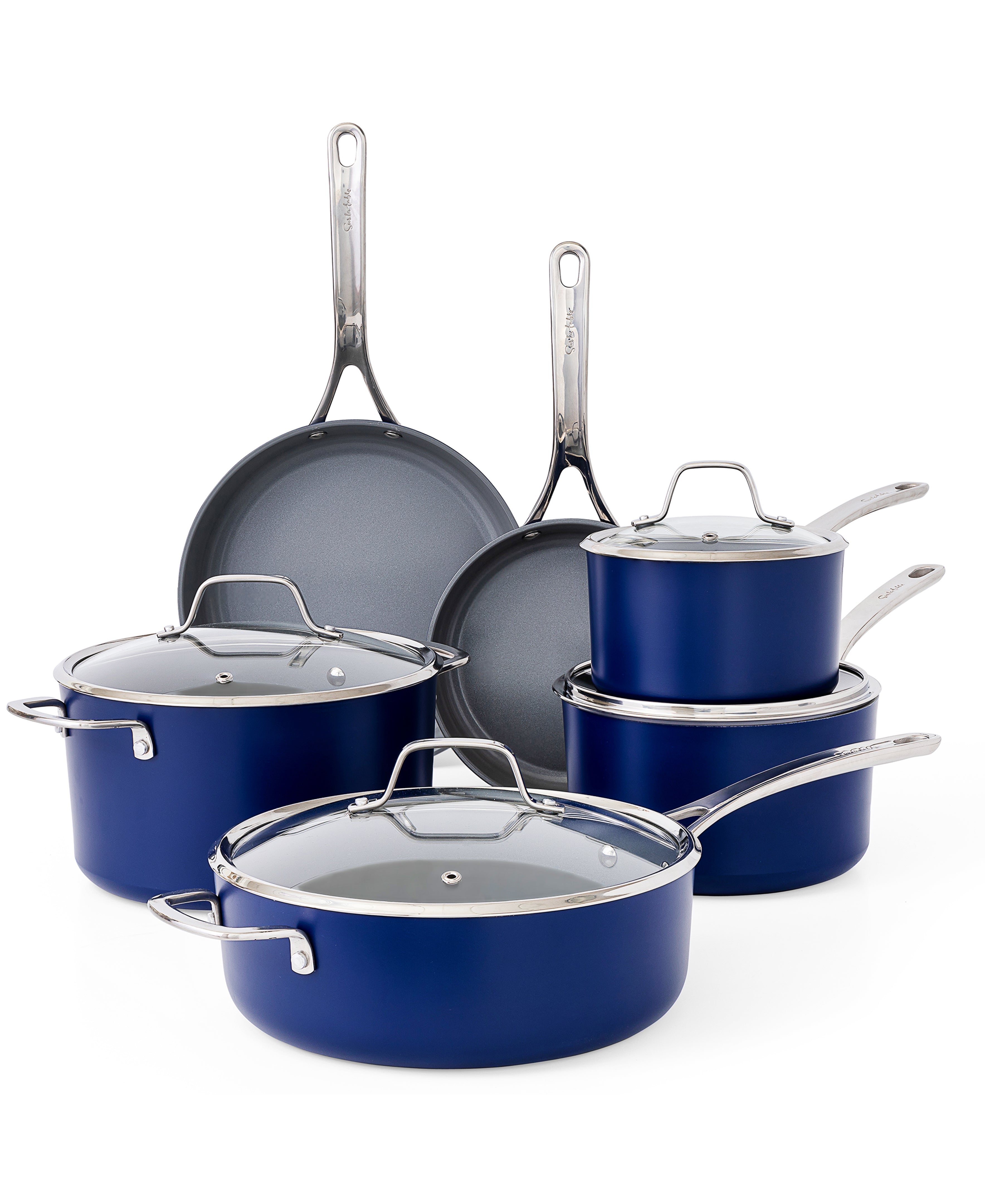 10-Piece Dusty Blue Enamel Aluminum Cookware Set