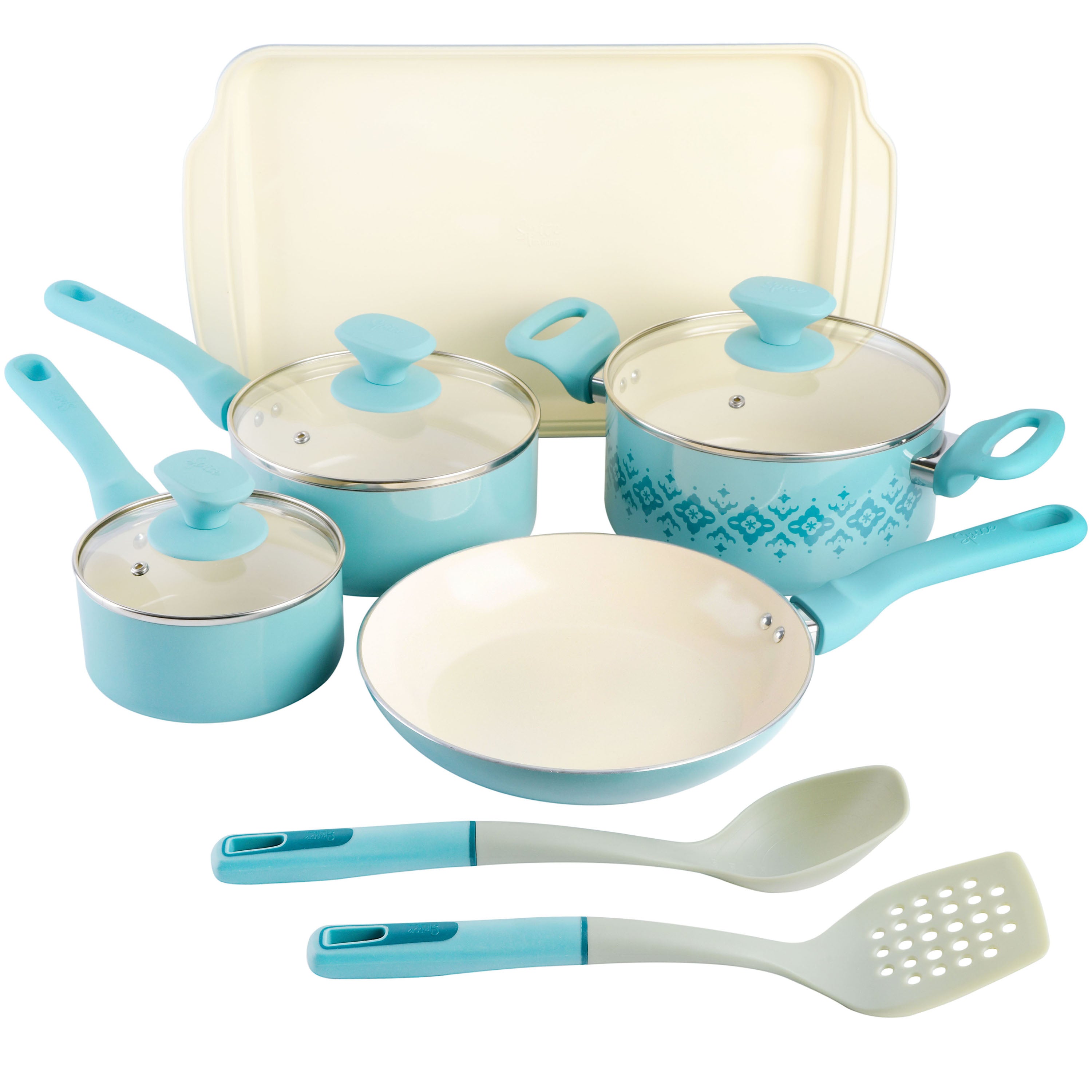 The Pioneer Woman Silicone Kitchen Utensils, 10 Piece Set, Blue, Wood  Handle NEW