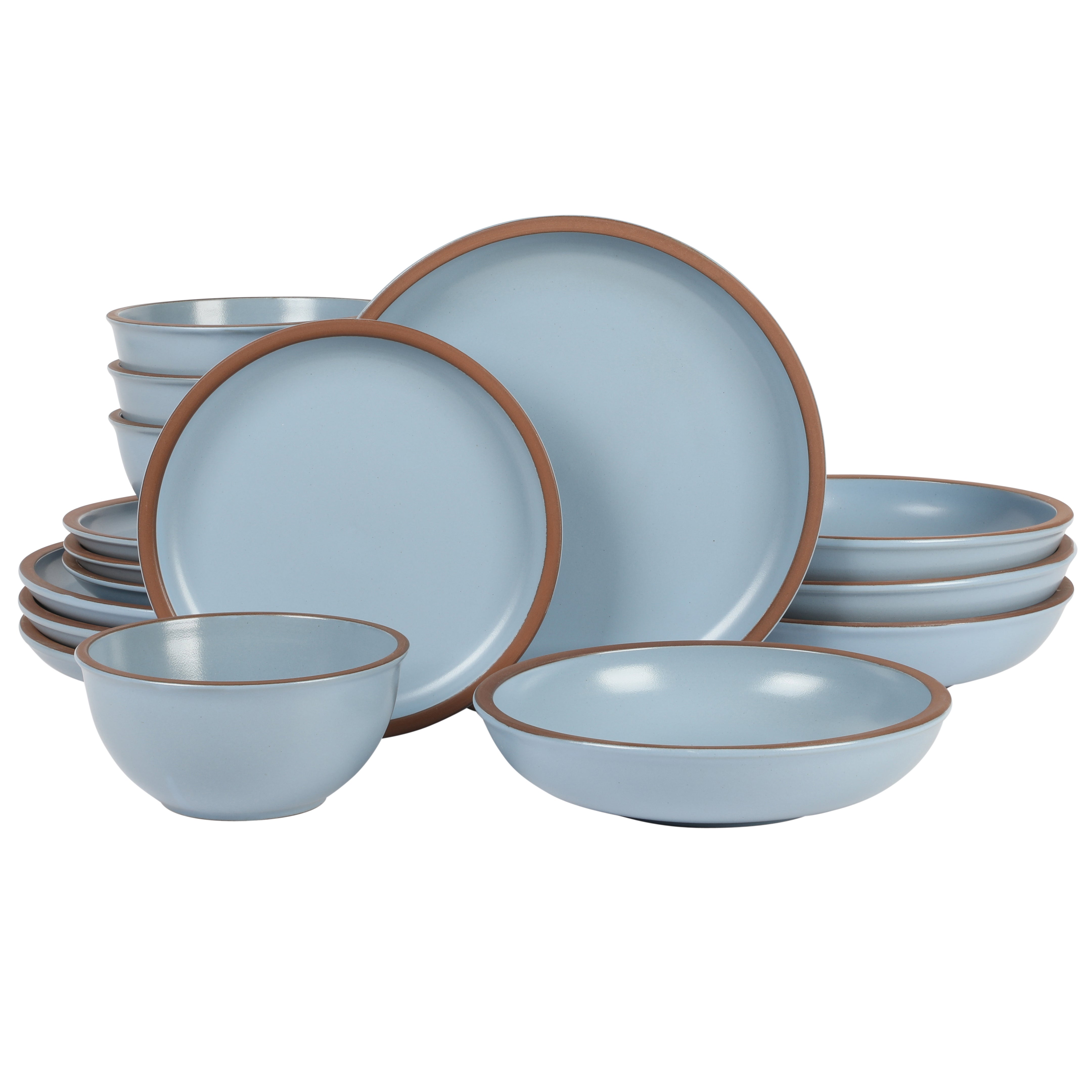 Gibson Elite Lagos 16-Piece Double Bowl Terracotta Dinnerware Set