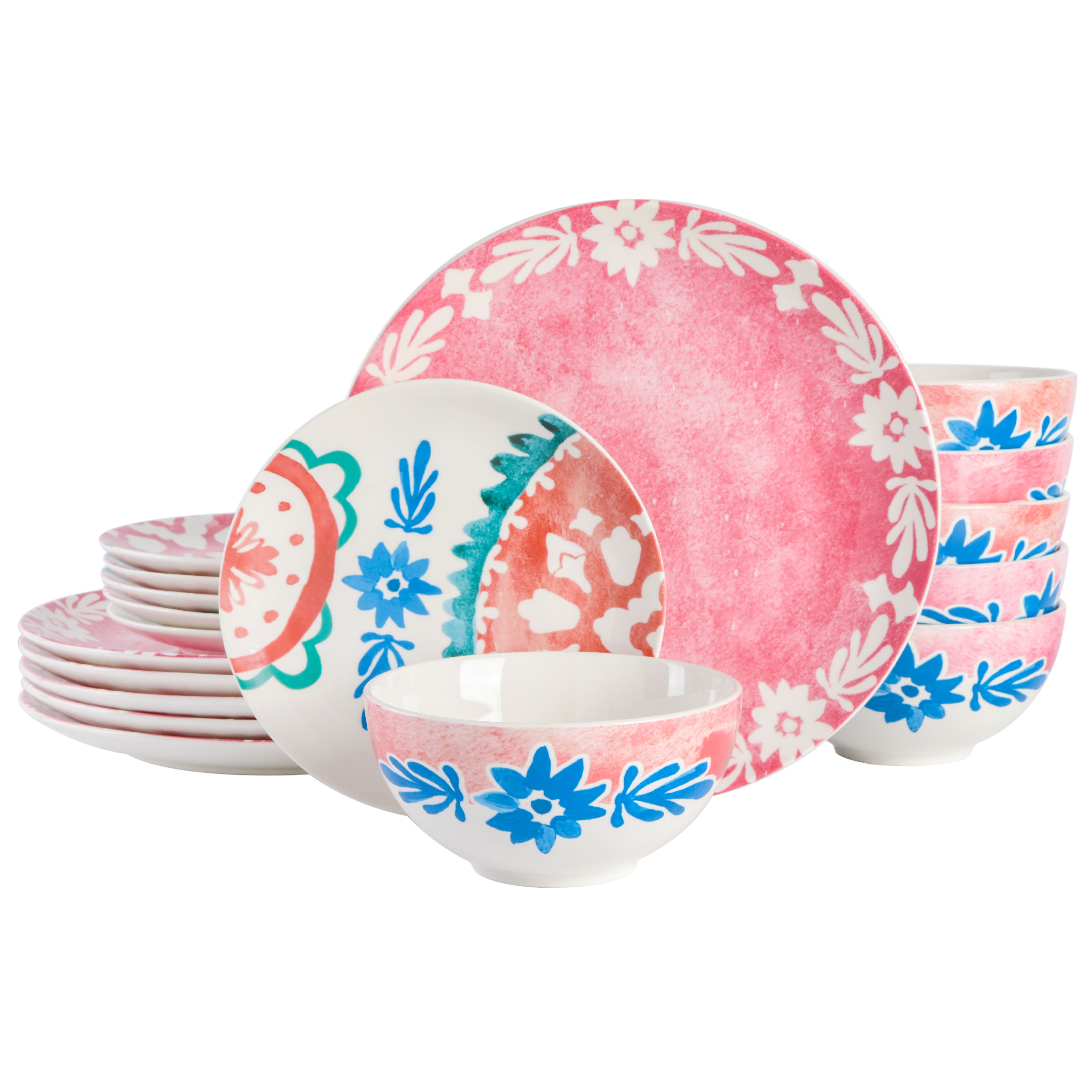 ✨希少作品✨絵皿✨MADE IN  FABRIQUE ✨7点SET✨ Spice by Tia Mowry Savory Saffron 18-Piece Porcelain Dinnerware Set