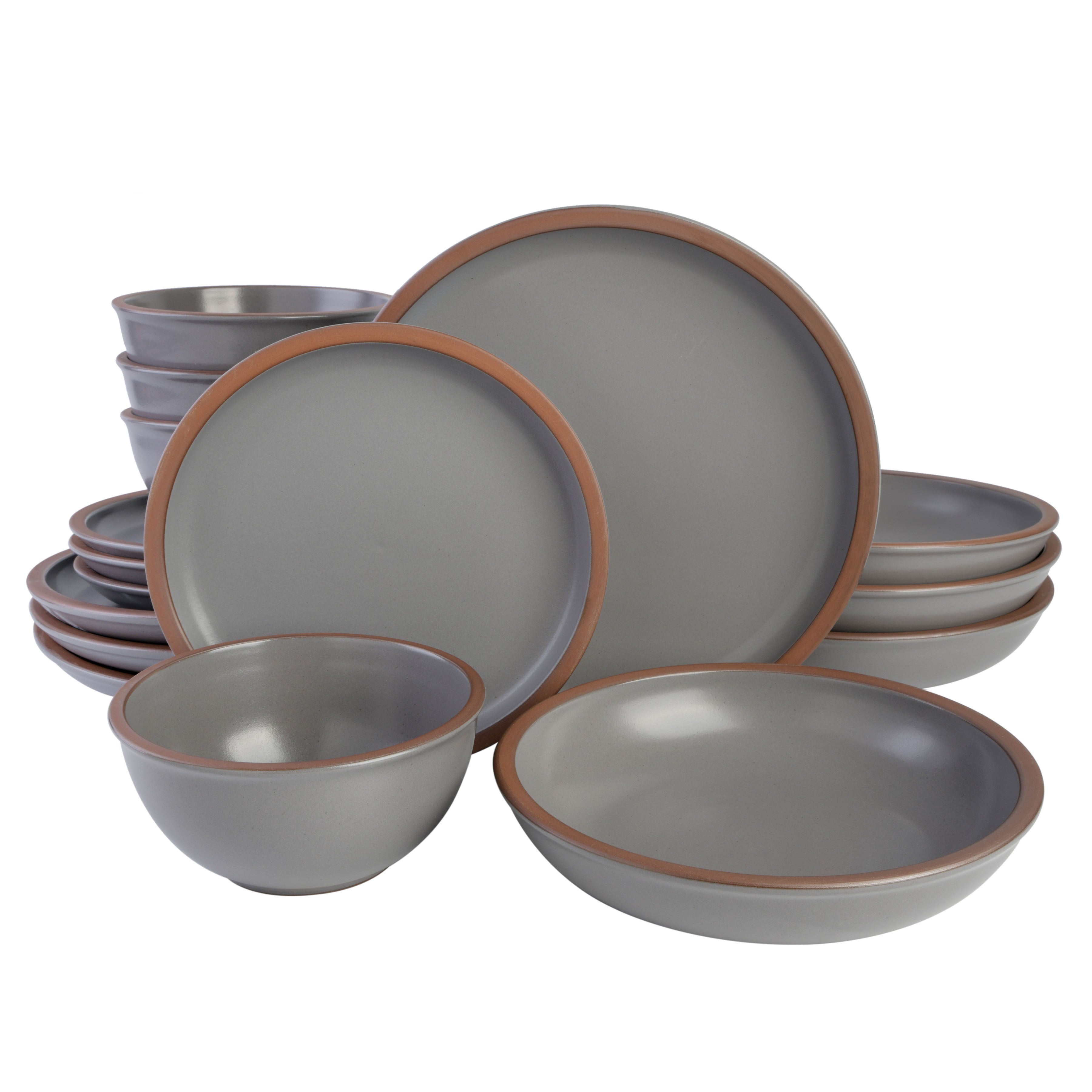 Gibson Elite Lagos 16-Piece Double Bowl Terracotta Dinnerware Set