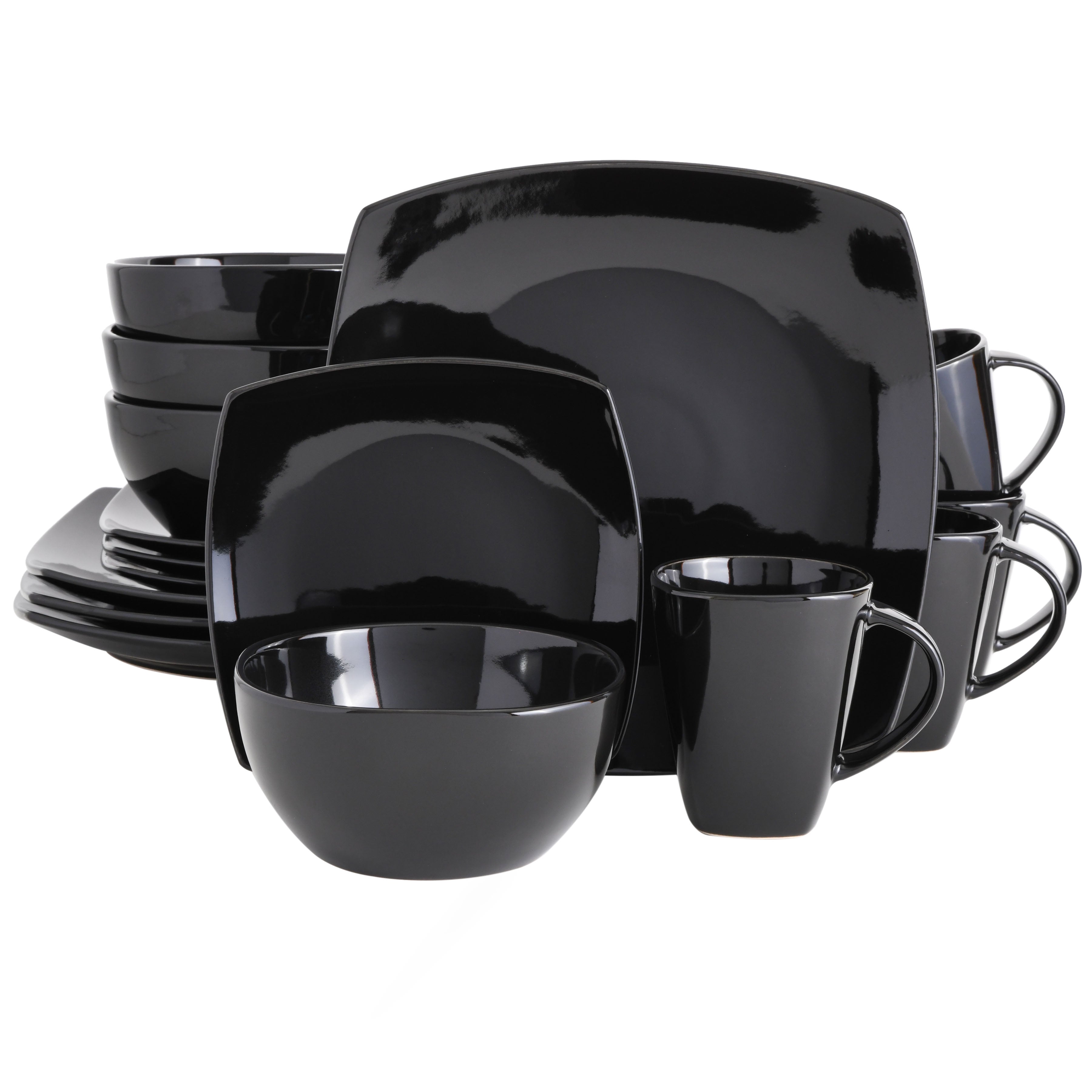 Gibson Elite Soho Lounge Square 16-Piece Stoneware Dinnerware Set